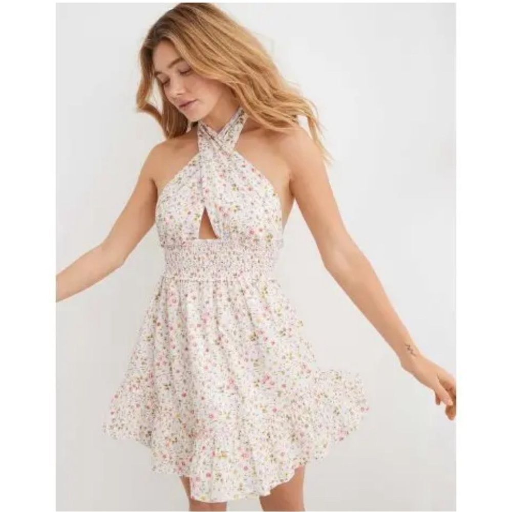 Aerie spring fling halter dress floral